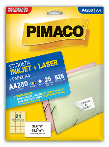 Etiqueta Ink-Jet A4260 Laser A4 38,1x63,5 PIMACO