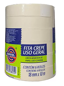 Fita Crepe 18X10 Eurocell Pct C/ 6 Unid