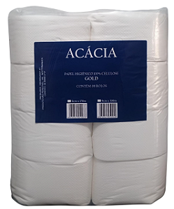 Papel Higiênico Rolão 100% Celulose Folha Dupla C/8 Rolos 300m - Acácia