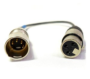 Cabo Adaptador DMX XLR 5 Pinos Macho - 3 Pinos Fêmea 30cm