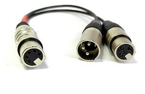 Cabo Adaptador Duplo Dmx Xlr Fêmea 5 Pinos para XLR 3 Pinos Macho e Fêmea