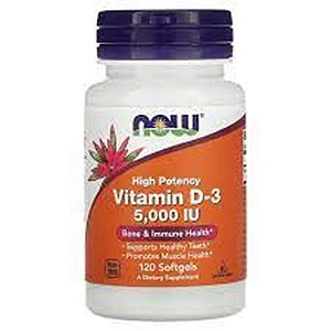 Vitamina D3 5.000IU Pote 120 Capsulas (Now)