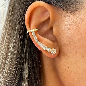 Brinco Ear Cuff Zircônias Cristais