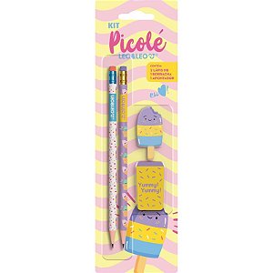 Kit Picolé - 2 lápis, 1 apontador, 1 borracha