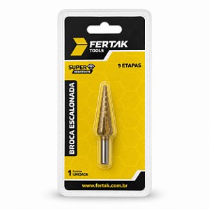 BROCA ESCALONADA 4 MM A 12 MM 9 ETAPAS - FERTAK
