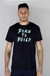 Camiseta Premium Fio 40 Azul Marinho Spray Born to Build