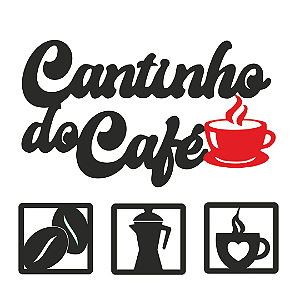 Quadro decorativo MDF Vazado Cantinho do Café 36x21cm