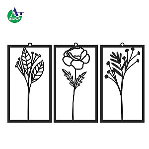Kit Quadro decorativo Floral 10cmX18cm