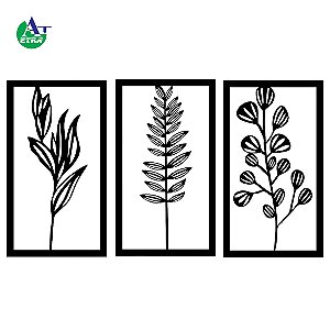 Kit Quadro decorativo Floral 17x30cm