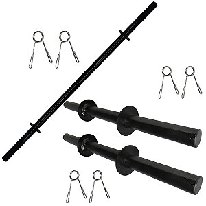 Kit Barra Pump Academia 120cm + Par Barra 40cm + Presilhas