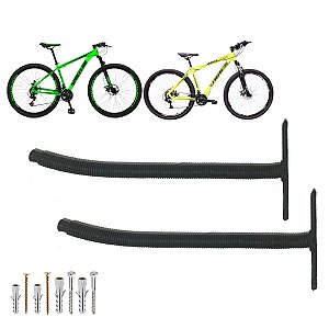 Suporte Gancho Horizontal 2 Bikes Revestido Local P/ Cadeado
