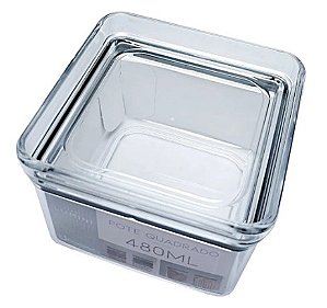 Pote Hermético Quadrado de Acrílico Lumini - 480 ML