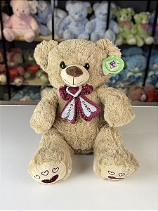 Urso pelúcia laço vermelho -36cm