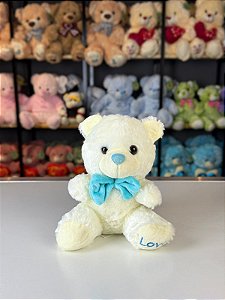 Urso pelúcia gravata borboleta azul-20cm