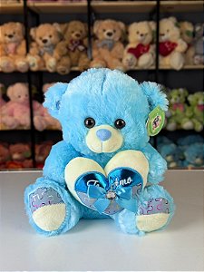 Urso pelúcia azul coração-30