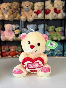 Urso pelúcia com coração love you cores -20cm