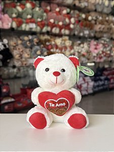 Pelúcia urso coração te amo branco-20cm