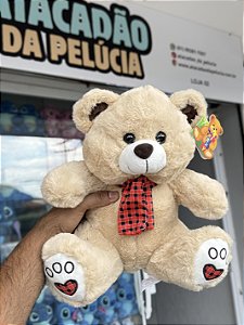 Urso pelúcia bege com cachecol FE7239 28cm