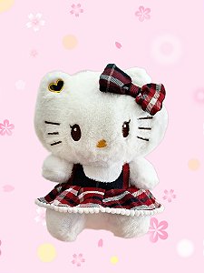 Hello kitty roupa xadrez 20cm