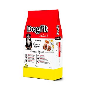 Ração Dogfit Natural para Cães Adultos Sabor Carne e Frango 20 KG