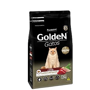 Ração Golden para Gatos Adultos Castrados Sabor Carne 10 kg