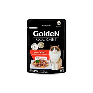 Ração Úmida Golden Gourmet para Gatos Castrados Sabor Carne 70g