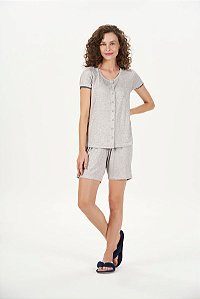 Pijama Manga Curta Com Abertura