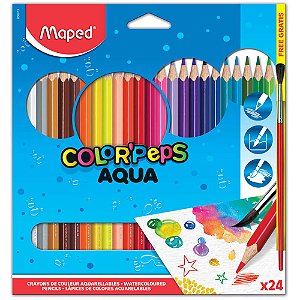 Lápis de Cor Aquarelável Color Peps 24 Cores + Pincel - Maped