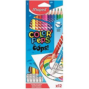 Lápis de Cor Color Peps Oops com Borracha 12 Cores - Maped