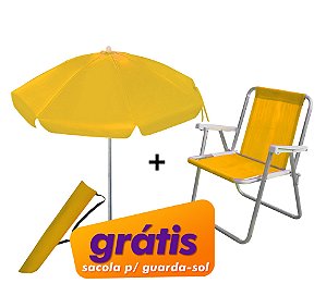 Kit guarda-sol e cadeira de praia AMARELO - Grátis - Sacola transporte!!