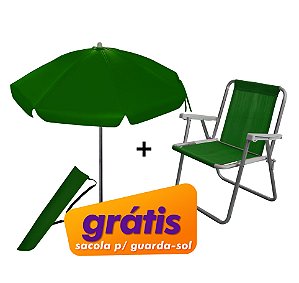 Kit guarda-sol e cadeira de praia VERDE - Grátis - Sacola transporte!!