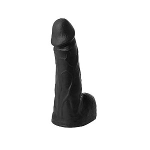 PRÓTESE MACIÇA COM ESCROTO 16 CM PRETA  - SOULSEX