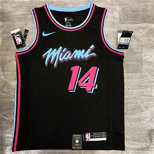 Camisa de Basquete da NBA do Miami Heat Preta #14 Herro