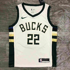Camisa de Basquete da NBA do Milwaukee Bucks Branca #22 Middleton