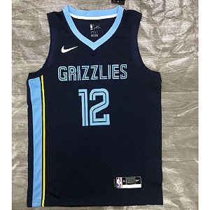 Camisa de Basquete da NBA do Memphis Grizzlies Azul Marinho #12 Morant