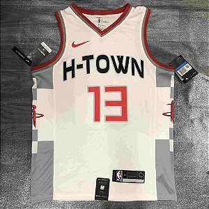 Camisa de Basquete da NBA do Houston Rockets Branca #13 Harden