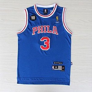 Camisa de Basquete do Phaladelphia 76ers 10 Aniversário #3 Iverson
