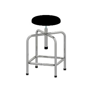 Banco Giratorio Inox assento estofado s/ rodas - Preto