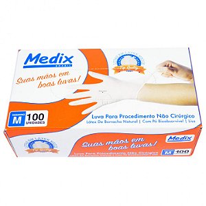 LUVA DE LATEX PARA PROCEDIMENTO M CX C/100 - MEDIX