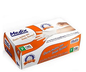 LUVA PROCEDIM LATEX COM PO TAM P 100UN MEDIX