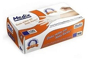 LUVA PROCEDIM LATEX SEM PO TAM P 100UN MEDIX
