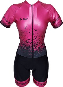 Macaquinho Ciclismo Feminino Be Fast Fashion Rosa Neon