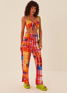 Calça Com Cadarço Xadrez Color Clc