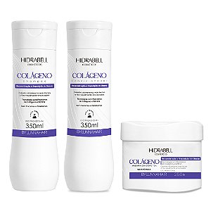 Kit Shampoo, Condicionador e Máscara Colágeno Reconstrução Capilar Hidrabell
