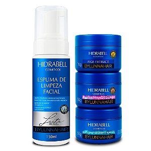 Combo Skincare Hidrabell: Espuma de Limpeza Facial + Hidratante Dia com FPS, Noite e Pré-Maquiagem