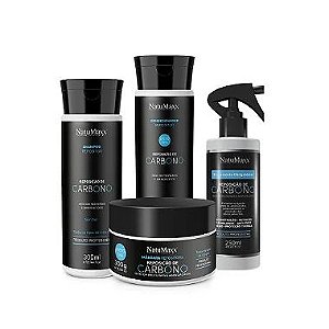 Kit Carbono - Shampoo 300ml + Condicionador 300ml + Máscara 250g + Tratamento Obrigatório 250ml NatuMaxx