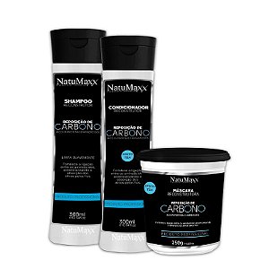 Kit  Carbono - Shampoo 300ml + Condicionador 300ml + Máscara 250g NatuMaxx
