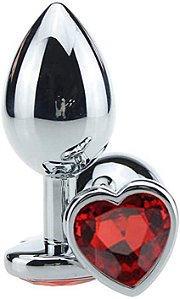 PLUG ANAL EM AÇO COM JOIA EM FORMA DE CORAÇÃO - tamanho G  9,3 X 4 CM | COR: VARIADA