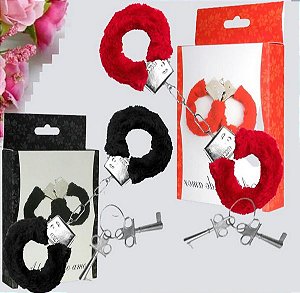 ALGEMAS DO AMOR - ALGEMAS EM METAL COM PELÚCIA | COR: VERMELHO ou  PRETO