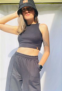 Cropped Regata de Ribana - Preto